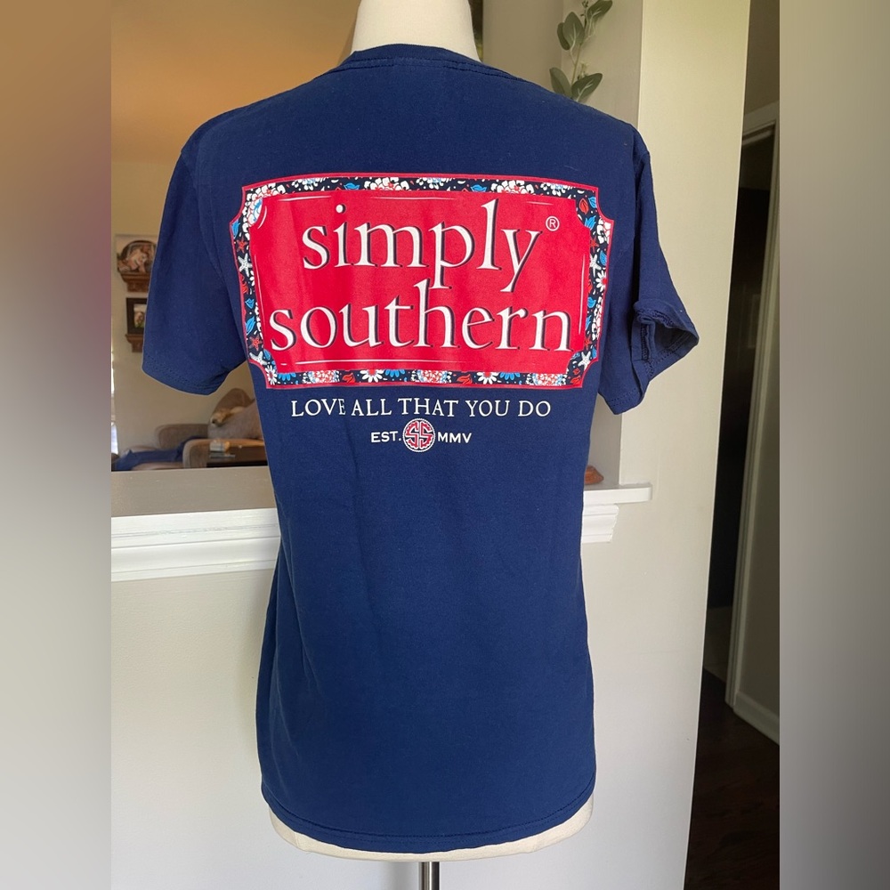 Simply Southern merica red blue tee tshirt S America